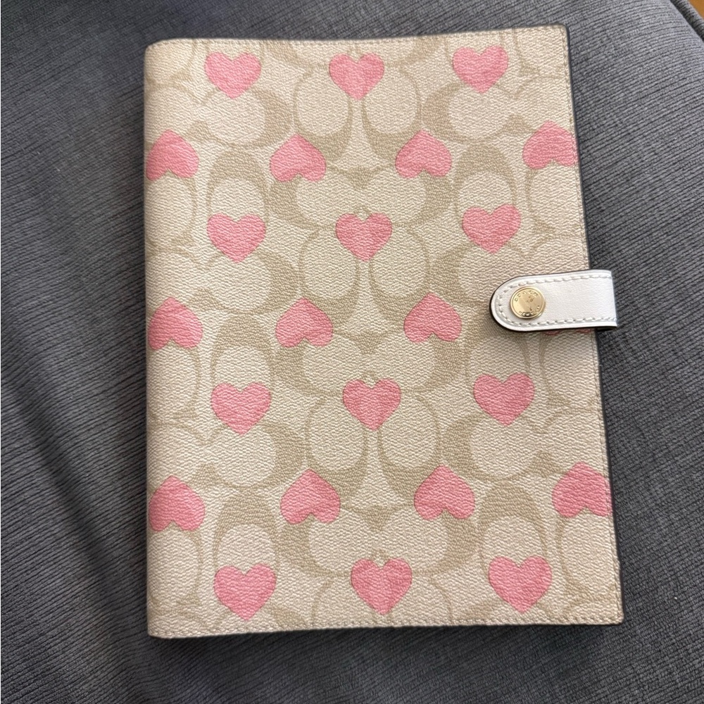 SOLD ALREADY - DON’T BUY: Coach Notebook In Signature Canvas With Heart Print